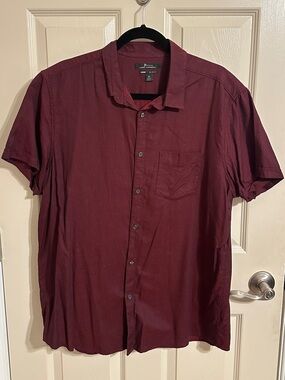 Marc Anthony Short-Sleeve Button-Down Shirt in Burgundy & Blue Pattern, XL